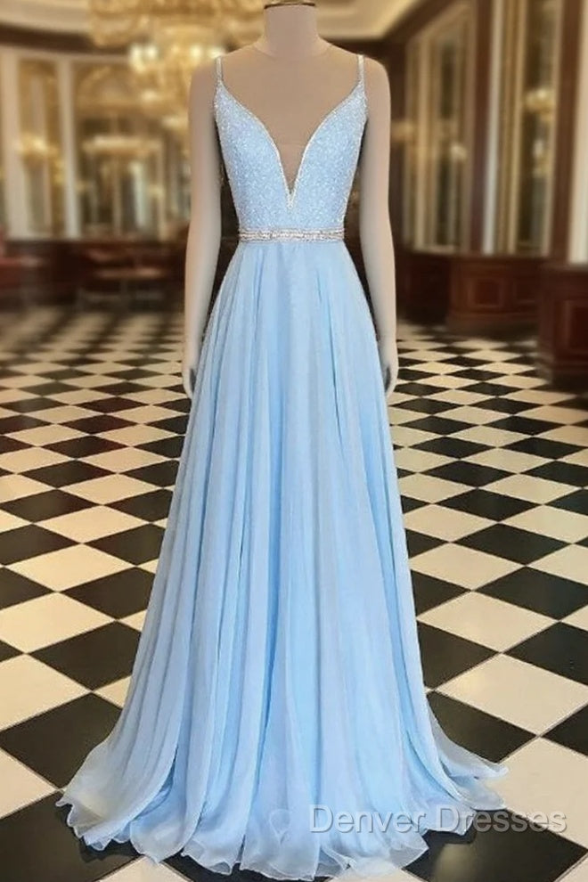 Light Blue Prom Dress Long , Dress For Graduation Party, Evening Dress, Formal Dress Main image