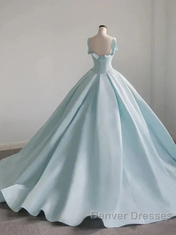 Light Blue Satin Long Ball Gown Quinceanera Dress Princess Dress Prom Dress Secondary image