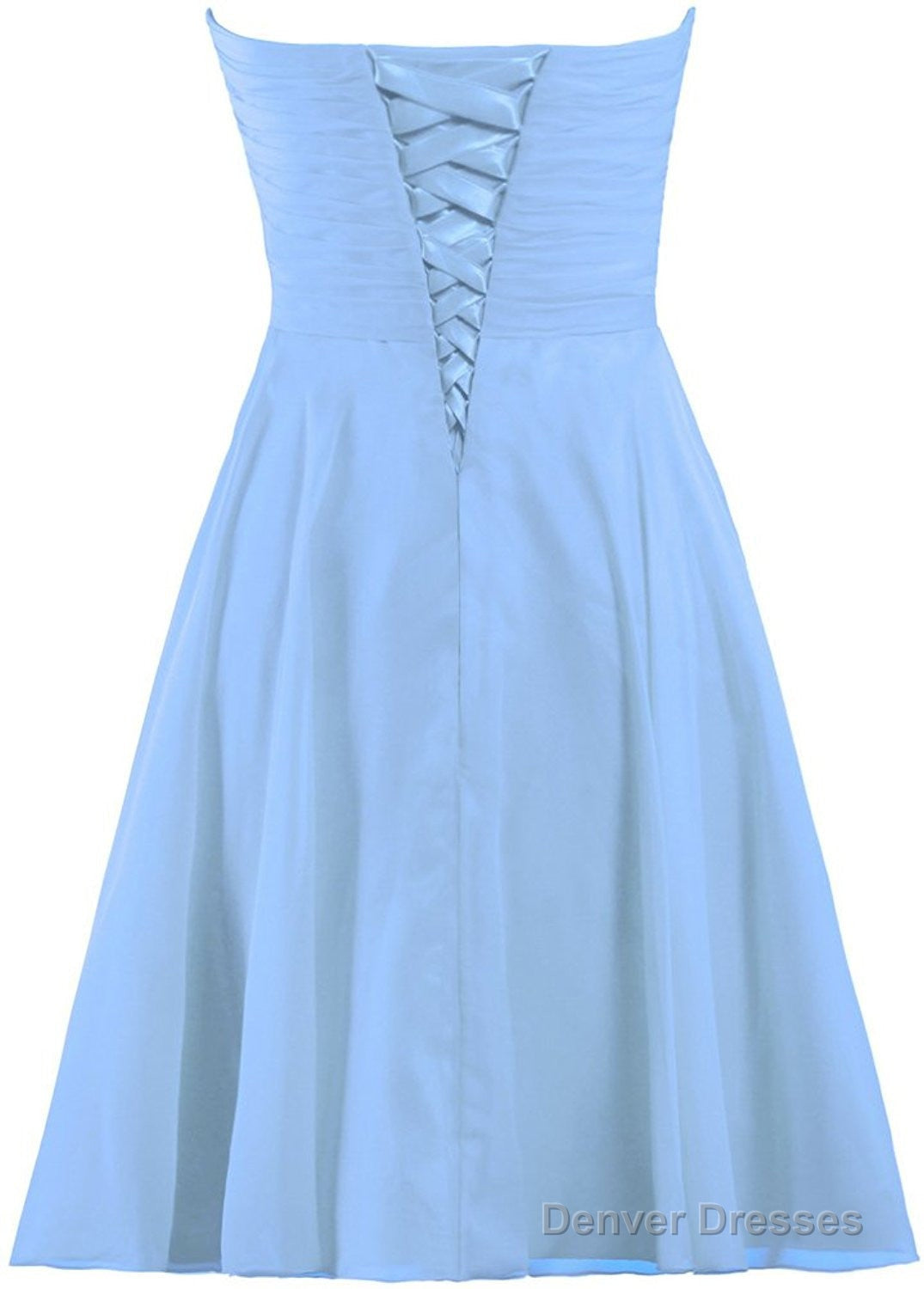 Light Blue Short Bridesmaid Dresses Chiffon Wedding Party Dress