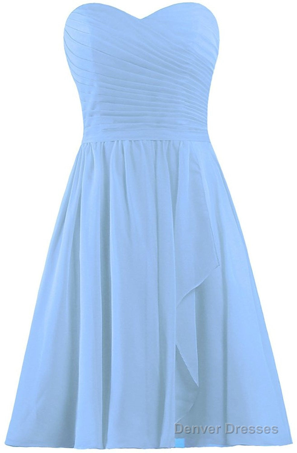Light Blue Short Bridesmaid Dresses Chiffon Wedding Party Dress Main image