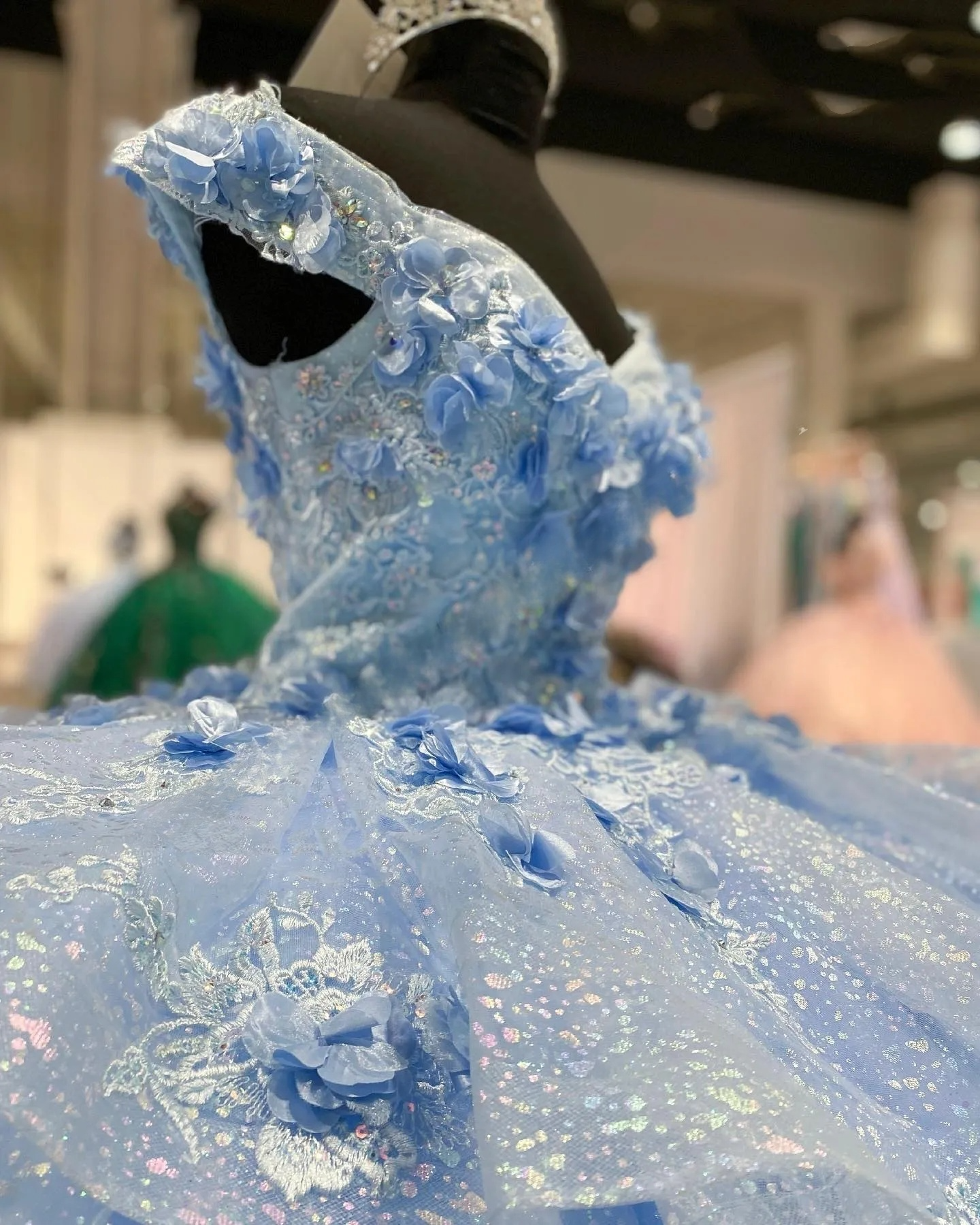 Light Blue Sparkly Off The Shoulder Appliques Prom Dress Quinceanera Dress Sweet 16 Prom Dress Ball Gown