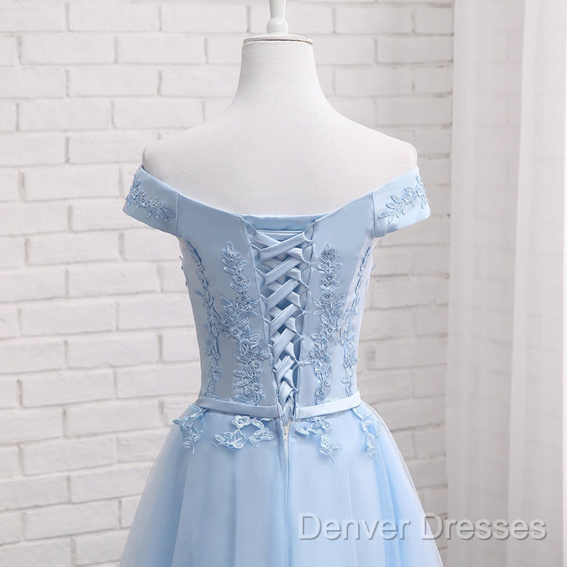 Light Blue Tulle Bridesmaid Dress, Cap Sleeves Short Bridesmaid Dress, Wedding Party Dress