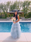 Light Blue Tulle Layered Long Prom Dress Elegant Evening Dress