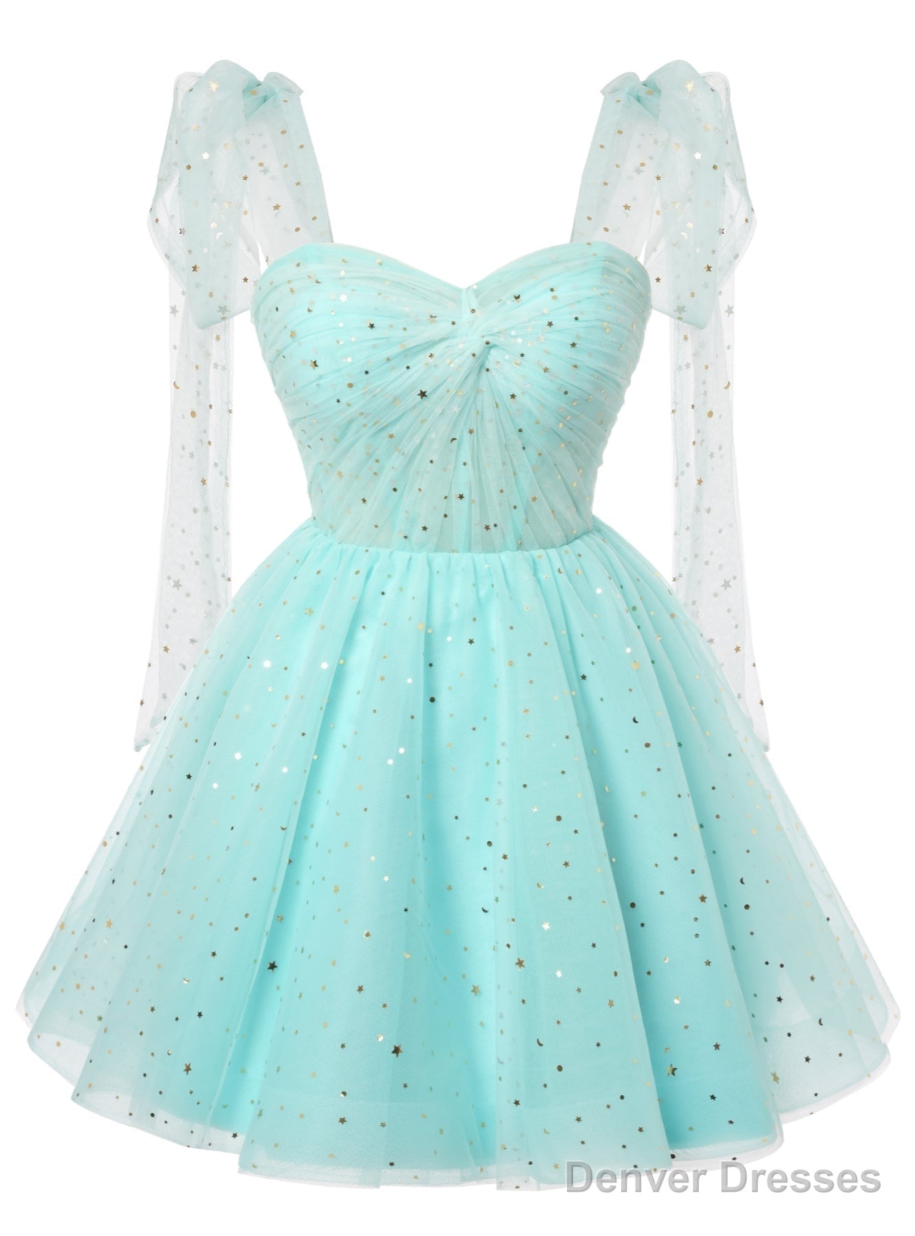 Light Blue Tulle Sequins Straps Homecoming Dress Main image