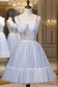 Light Blue Tulle Sweetheart Straps Party Dress, Light Blue Homecoming Dress