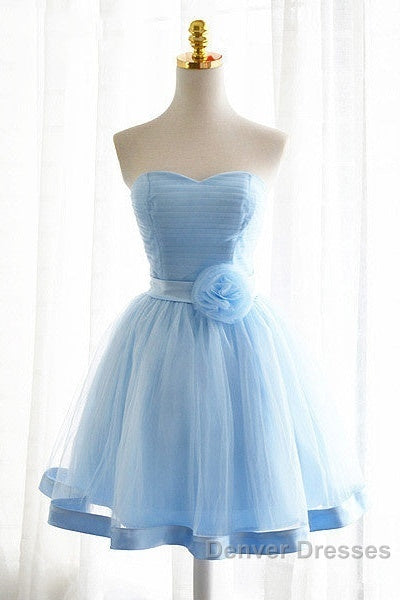 Light Blue Tulle Sweetheart With Bow Cute Party Dress, Blue Short Homecoming Dress Prom Dress Secondary image