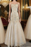 Light Champagne Mermaid Sweetheart Neck Beaded Tulle Long Ball Dress Vintage Evening Dress