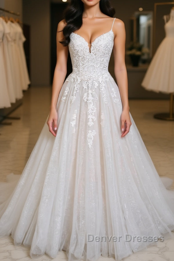 Light champagne tulle lace long prom Dress lace formal Dress Main image