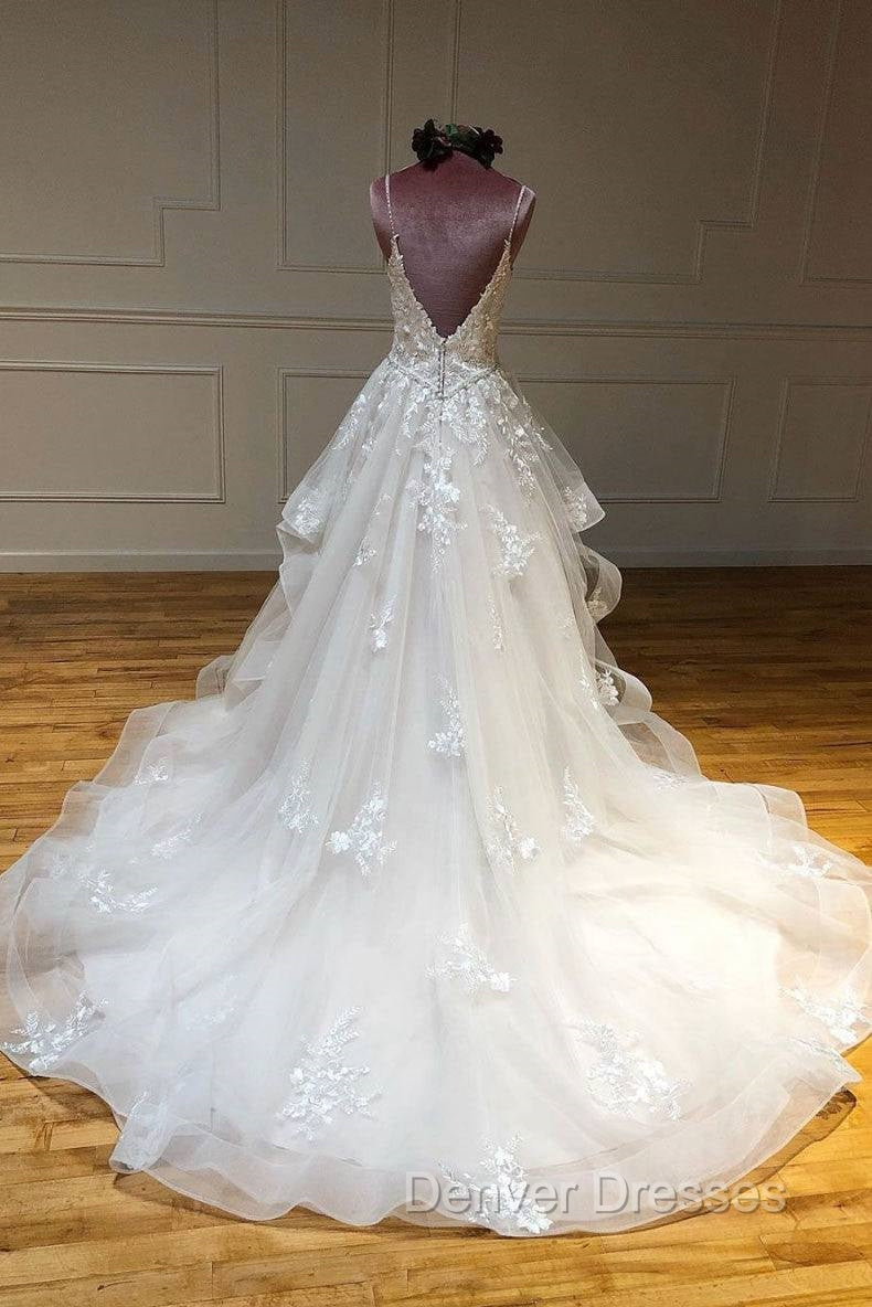 Light Champagne Tulle Lace Long Prom Dress Lace Long Wedding Dress