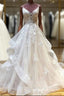 Light Champagne Tulle Lace Long Prom Dress Lace Long Wedding Dress