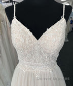 Light champagne tulle long prom Dress, champagne tulle evening Dress