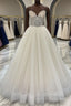Light champagne tulle long prom Dress, tulle evening Dress