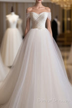 Light Champagne Tulle Long Prom Dress, Wedding Dress