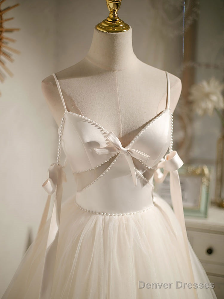 Light Champagne V neck Tulle Short Prom Dress, Tulle Puffy Homecoming Dress