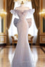 Light Gray Sequins Off the Shoulder Prom Dress