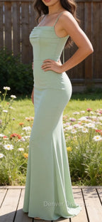 Light Green A-Line Chiffon Long Bridesmaid Dress
