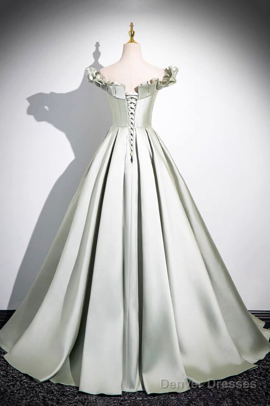 Light Green A-Line Satin Long Prom Dress, Simple Green Strapless Evening Dress