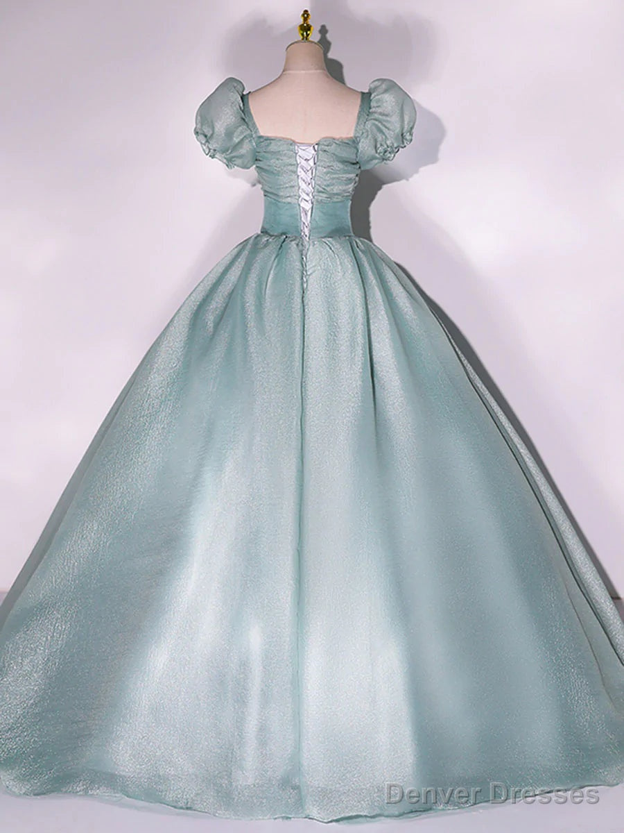Light Green Ball Gown Shiny Tulle Sweet 16 Dresses, Cute Junior Prom Dresses Main image