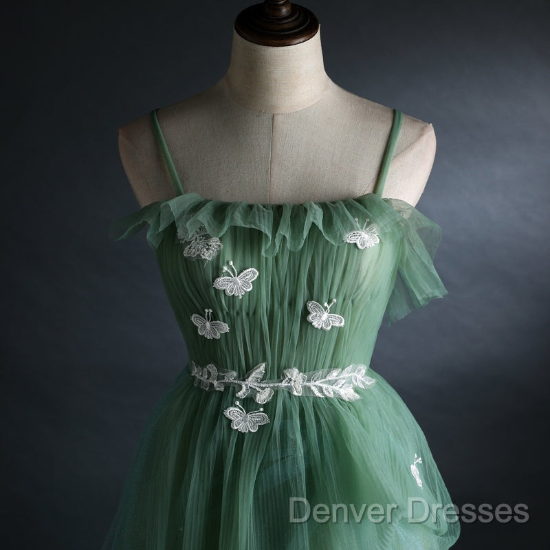 Light Green Gradient Straps Long A-Line Prom Dress, Beautiful Evening Dress Party Dress Secondary image