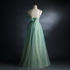 Light Green Gradient Straps Long A-Line Prom Dress, Beautiful Evening Dress Party Dress