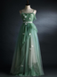 Light Green Gradient Straps Long A-Line Prom Dress, Beautiful Evening Dress Party Dress