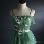 Light Green Gradient Straps Long A-line Prom Dress, Evening Dress Party Dresses