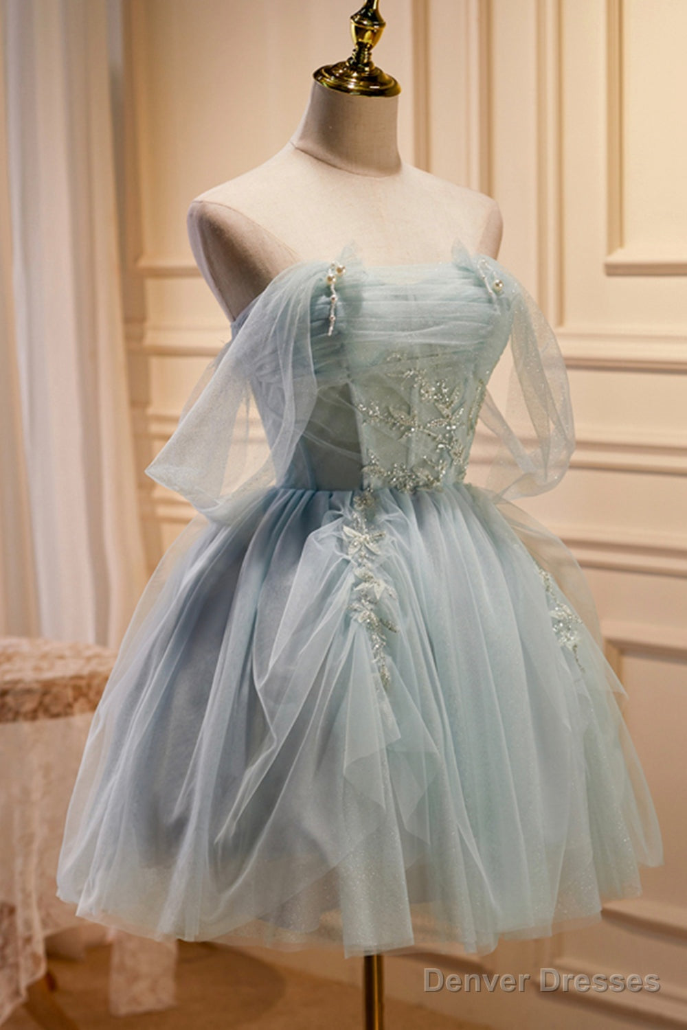 Light Green Sweetheart Sequins Tulle Party Dress, Green Homecoming Dress