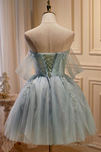 Light Green Sweetheart Sequins Tulle Party Dress, Green Homecoming Dress