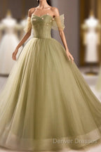 Light Green Sweetheart Tulle Long Formal Dress, Light Green Prom Dress Party Dress