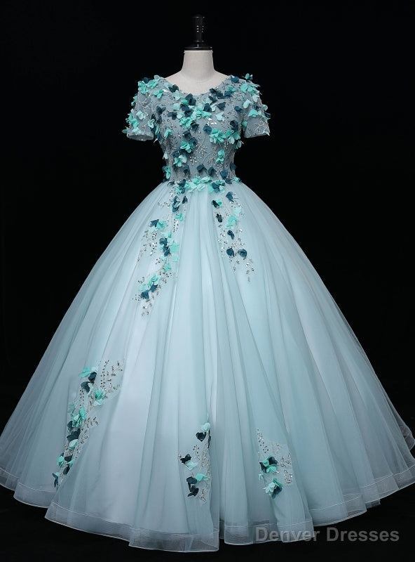 Light Green Tulle Appliques Beading Quinceanera Dress Main image