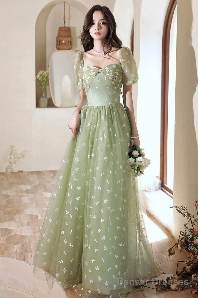 Light Green Tulle Long Formal Gown  Party Dresses, Green Evening Prom Dresses Secondary image
