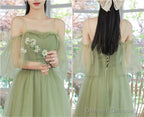 Light Green Tulle Straps A-Line Party Dress, Light Green Prom Dress Evening Dress