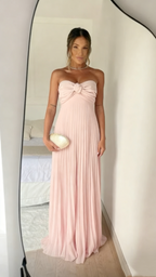 Light Pink Strapless Chiffon Long Prom Dress Evening Party Dress