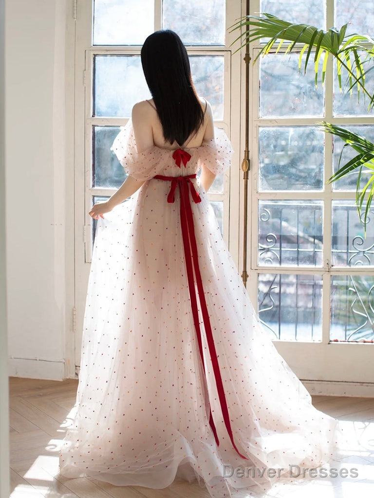 Light Pink Tulle Long Prom Dress, Light Pink A-Line Long Formal Dress Secondary image