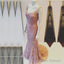 Light Pink V-Neck Open Back Lace Mermaid Evening Dresses