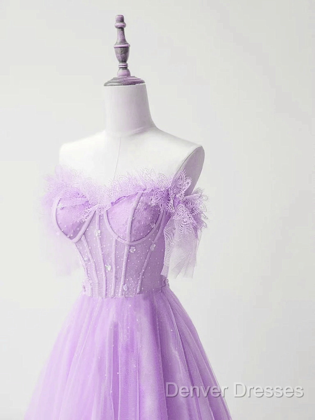 Light Purple A-Line Sweetheart Tulle Formal Dress, Light Purple Long Prom Dress Secondary image