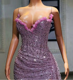 Light Purple High Split Evening Dress, Sweetheart Mermaid Prom Dress, Elegant Dress For Wedding