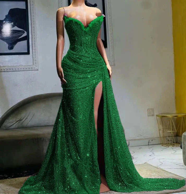 Light Purple High Split Evening Dress, Sweetheart Mermaid Prom Dress, Elegant Dress For Wedding