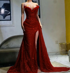 Light Purple High Split Evening Dress, Sweetheart Mermaid Prom Dress, Elegant Dress For Wedding