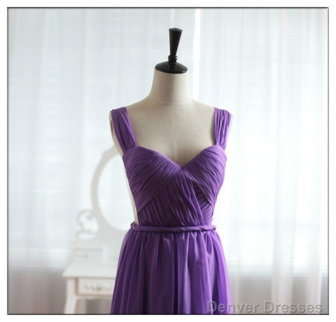 Light Purple Cap Sleeves/Long Sleeves Backless Chiffon Prom Dress, Purple Bridesmaid Dress Secondary image