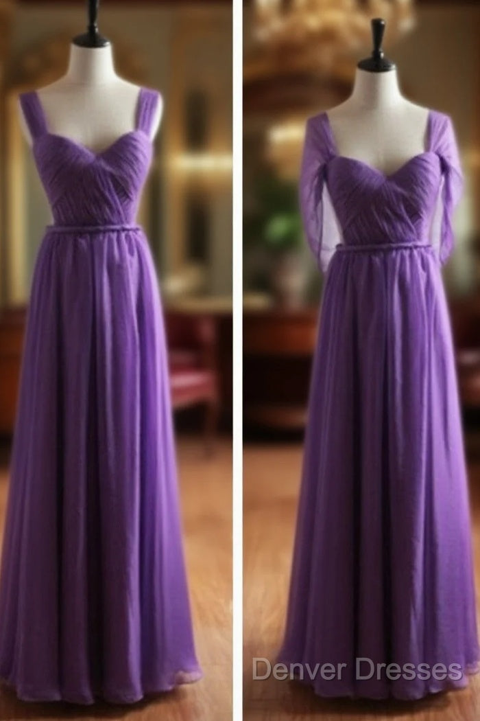 Light Purple Cap Sleeves/Long Sleeves Backless Chiffon Prom Dress, Purple Bridesmaid Dress Main image