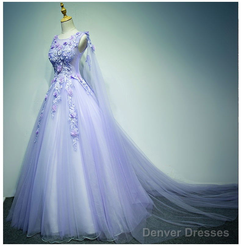 Light Purple Charming Tulle Sweet 16 Gown With Lace, Flowers Formal Dress Secondary image