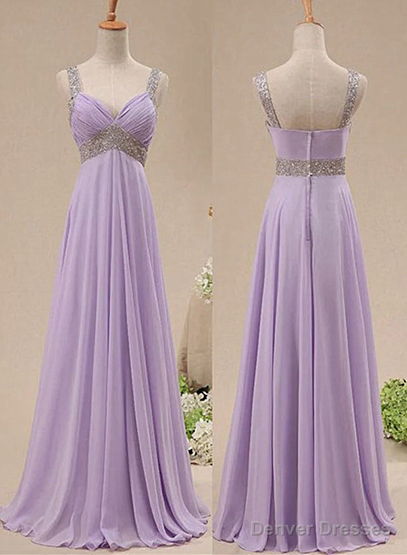 Light Purple Chiffon Straps Party Dress, Long Formal Dress Secondary image