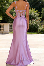 Light Purple Corset Prom Dress With Slit
