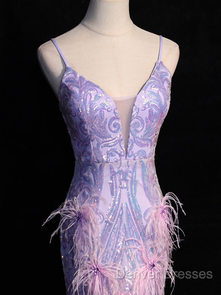 Light Purple Sequins Mermaid Long Party Dress, Light Purple Evening Dress Prom Dress Secondary image