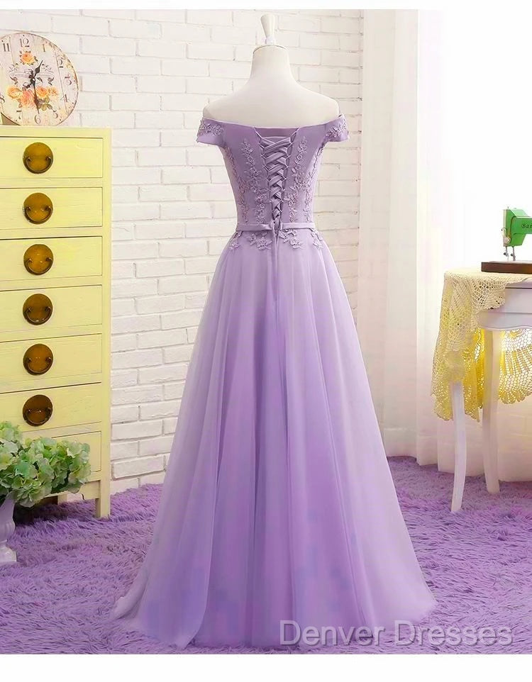 Light Purple Sweetheart Lace Applique Off Shoulder Prom Dress Secondary image