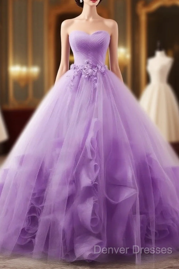 Light Purple Sweetheart Tulle Ball Gown Princess New Style Formal Dress, Purple Party Dress Prom Dress