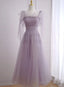 Light Purple Tea Length Soft Tulle Party Dress, Cute Short Homecoming Dress Formal Dress
