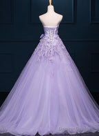 Light Purple Tulle Beaded And Applique Gorgeous Gowns, Sweet 16 Formal Gowns, Party Dresses