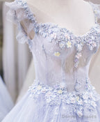 Light Purple Tulle Lace Long Prom Dress, Light Purple Evening Dress
